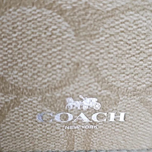 Coach F63279 Light Khaki/Aquamarine Signature Card Case NWT - Picture 4 of 9